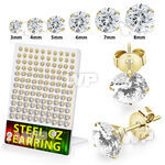 1w3rgai gold pvd plated finish steel earstuds 3mm to 8mm 60