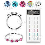 1xj49 box w silver seamless nose hoop w 4 color 1.5mm crystals 