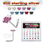 3f4hdjzy silver l shaped nose pins 22g butterfly crystals 36