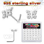 3f4hr6zy silver l shaped nose pins 22g butterfly clear 36