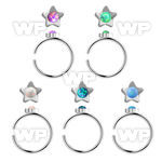 3ua05m 316l steel clip on nose ring w star shaped top and round nose piercing