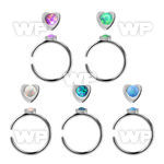 3uaz5m 316l steel clip on nose ring w heart shaped top and round nose piercing