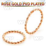 3wbrroet rosegoldpvd finish flexible steel ring twisted wire