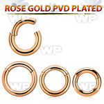 3wixrrt rose gold pvd plated 316l steel hinged segment ring 8g