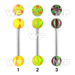 441fq surgical steel tongue bar 1 6mm 6mm acrylic flower balls tongue piercing