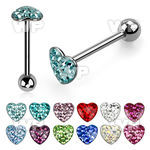 44jrcz surgical steel tongue bar 1 6mm flat heart shaped top tongue piercing