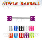 44q10 surgical steel nipple barbell 1 6mm 4mm acrylic uv dice nipple piercing