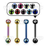 44r6z ion plated surgical steel tongue bar 1 6mm top 6mm multi tongue piercing