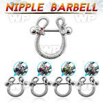 44um1t surgical steel nipple barbell 1 6mm hanging snake crysta nipple piercing