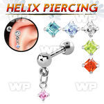 44waq0 surgical steel helix barbell 1 2mm dangling 3mm square helix piercing