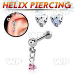 44waqy surgical steel helix barbell 1 2mm dangling 3mm heart helix piercing