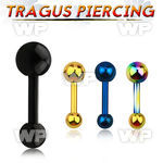44warzl ion plated surgical steel tragus barbell 1 2mm top 4mm helix piercing