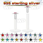 48b43 bio flex labret 1 2mm star shaped silver 925 topcenter belly piercing