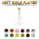 48b4gai bio flex labret 1 2mm 18k gold plated silver 925 top rou lower lip piercing