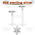 48b4j7 bio flex labret 1 2mm silver 925 marijuana leaf shaped belly piercing