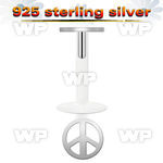 48b4me bio flex labret 1 2mm silver 925 peace sign shaped top belly piercing