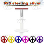 48b4mk bio flex labret 1 2mm color plated silver 925 peace sign belly piercing