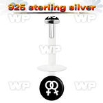 48bi00 bio flex labret 1 2mm 3mm flat push in silver 925 topwhi lower lip piercing