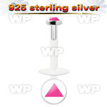 48bi0e bio flex labret 1 2mm 3mm flat push in silver 925 toppin lower lip piercing