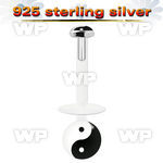 48bikk bio flex labret 1 2mm 3mm flat push in silver 925 topbla lower lip piercing