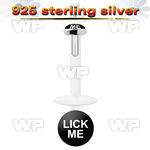 48bikt bio flex labret 1 2mm 3mm flat push in silver 925 topwhi lower lip piercing