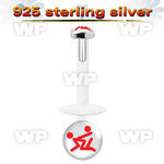 48bize bio flex labret stud w 3mm flat silver top xxx logo