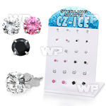 4a36g3k silver ear studs 2mm to 4mm various colors cz 12