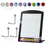 4a3eez display board 120 pcs of assorted surgical steel nose scr nose piercing