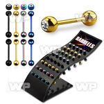 4a4r6 display board 40 pcs of ion plated 316l steel tongue bar tongue piercing