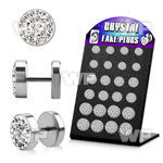 4a8mds display w steel fake plugsclear multi crystal ferido glue belly piercing