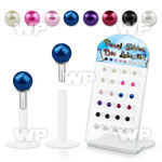 4ab48e9 display w bio flex labrets 1 2mm 3mm faux pearl balls lower lip piercing