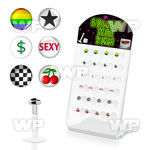 4ab48ke board w bio flex labrets 1 2mm 3mm flat push in silver lower lip piercing