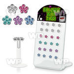 4ab48t display w bio flex labrets 1 2mm silver 925 flower desig lower lip piercing