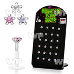 4ab48y display w bio flex labrets 1 2mm 3mm prong set star shap lower lip piercing