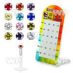 4ab48zp display w bio flex labrets 1 2mm 2mm prong set round cz lower lip piercing