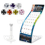 4ab48zs display w of bio flex labrets 1 2mm 2mm prong set round lower lip piercing