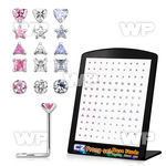 4ag3jj display w silver 925 l shaped nose studs mixed colors pro nose piercing