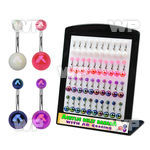 4aj8fk9 display w steel belly ring ab coated acrylic balls length belly piercing