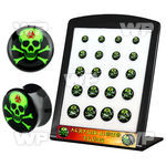 4amiesk display w acrylic double flare saddle plug toxic green ear lobe piercing