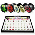 4amiesl display w black acrylic screw fit solid double flared ear lobe piercing