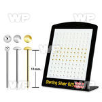 4anjfe display board of 120 pcs of silver 925 un bent nose stud belly piercing