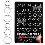 4au6je display 30 pcs of silver 925 fake nose clips no piercin belly piercing