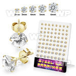 4aw3rgaz gold pvd plated finish steel earstuds 2mm 6mm cz 36