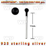 4b200l silver 925 un bent nose stud 1 5mm black plated ball shap belly piercing