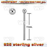 4b200s silver 925 un bent nose stud 1 5mm ball shaped top belly piercing