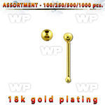 4b200t real 18k gold plated silver 925 nose bone 1 5mm ball sha nose piercing