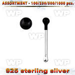 4b200y silver 925 nose bone 1 5mm black plated ball shaped top nose piercing