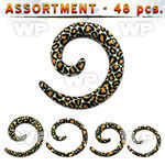 4b200z acrylic spiral coil taper snake skin pattern design ear lobe piercing