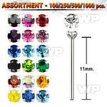 4b2090 silver 925 un bent nose stud 1 4mm round prong set crysta belly piercing