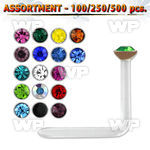 4b20kk clear acrylic l shaped nose studs 0 8mm 1 5mm round crys nose piercing